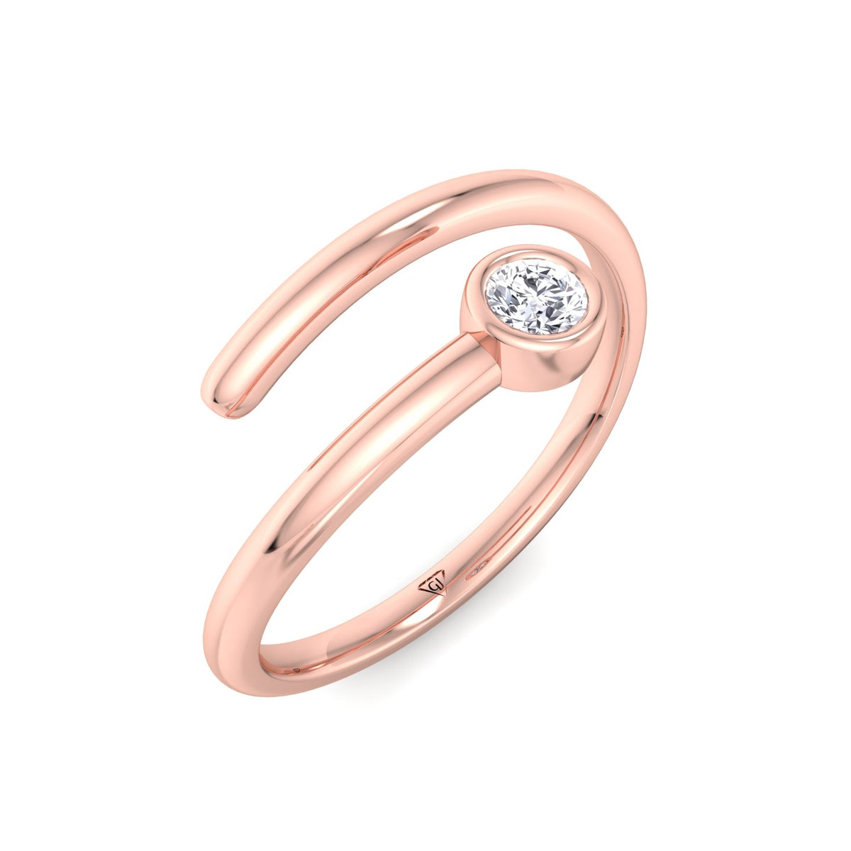 Sylvie - Round Cut Diamond Bezel Stacking Open Ring - Gem Jewelers Co