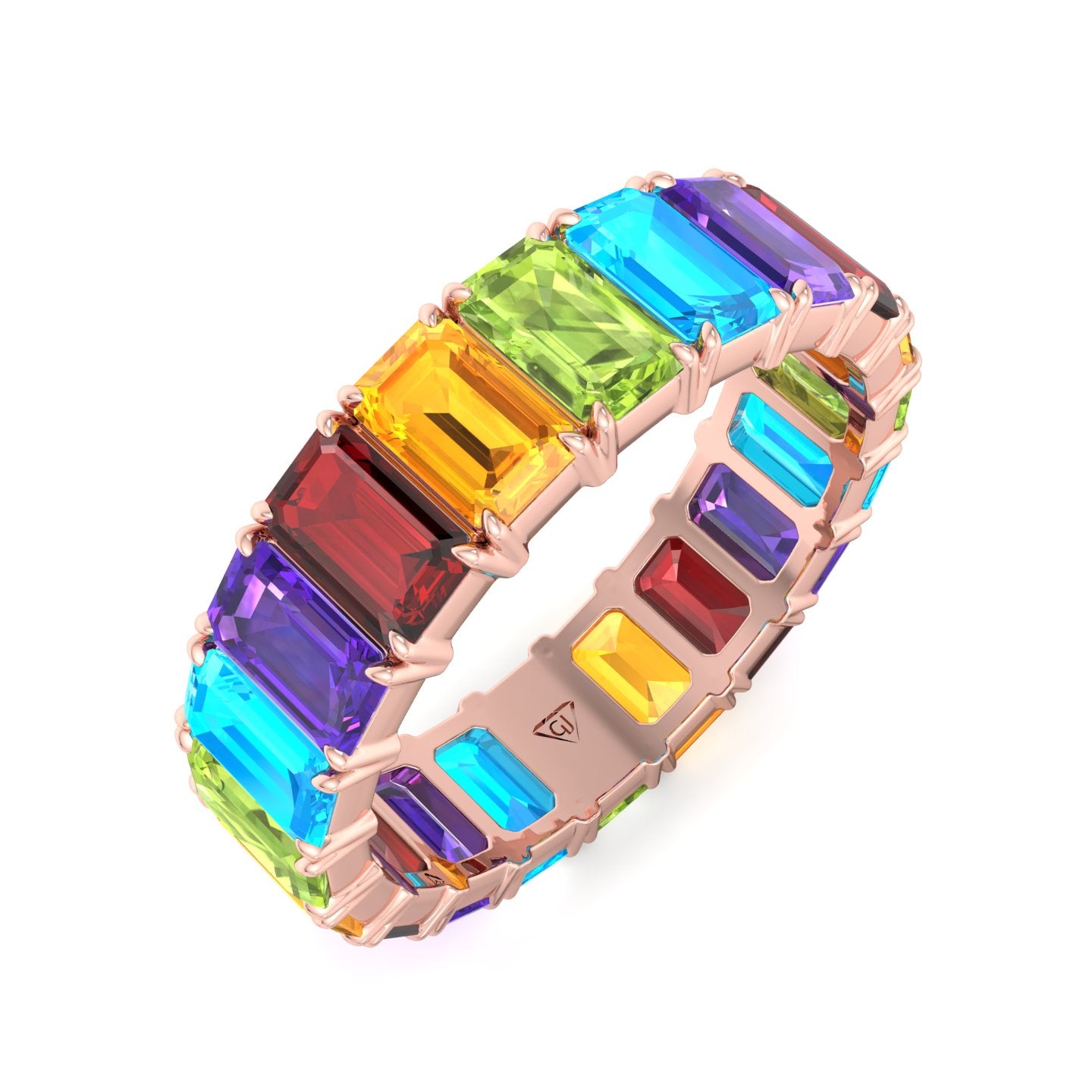 Cartia - Multi-Color Emerald Shape Eternity Band - Gem Jewelers Co
