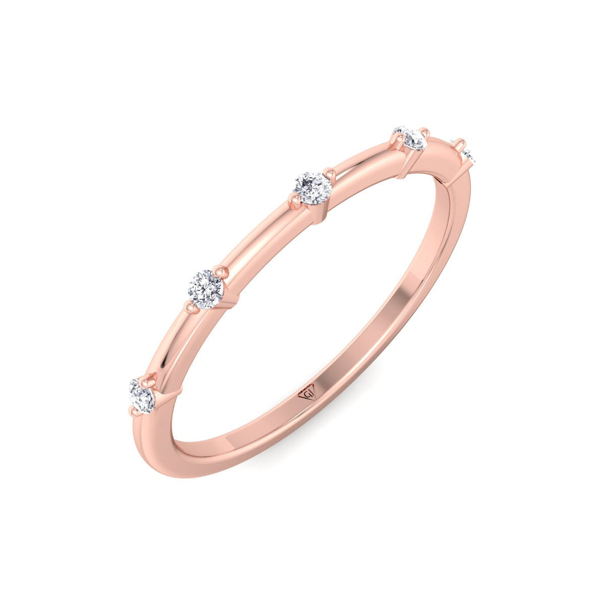 Myra - 5 Stone Round Diamond Dainty Ring Single Prong - Gem Jewelers Co
