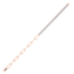 Halfway Adjustable Natural Diamond Tennis Bracelet With Paperclip Chain Rose Gold