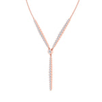 Natural Eternity Style Diamond Lariat  Necklace Rose Gold 18K