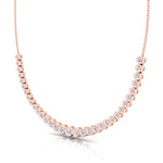Halfway Graduated Bezel Set Natural Diamond Tennis Necklace Rose Gold 14K 