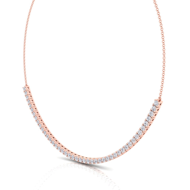 Halfway 4-Prong Natural Diamond Tennis Necklace Rose Gold 14K