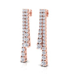 Double-Strand-Graduated-Natural-Diamond-Dangle-Earrings-Rose Gold-1CT