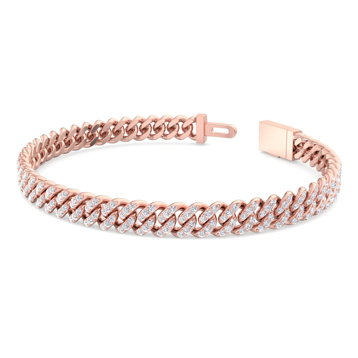3CT natural diamond Cuban link bracelet 18K rose gold