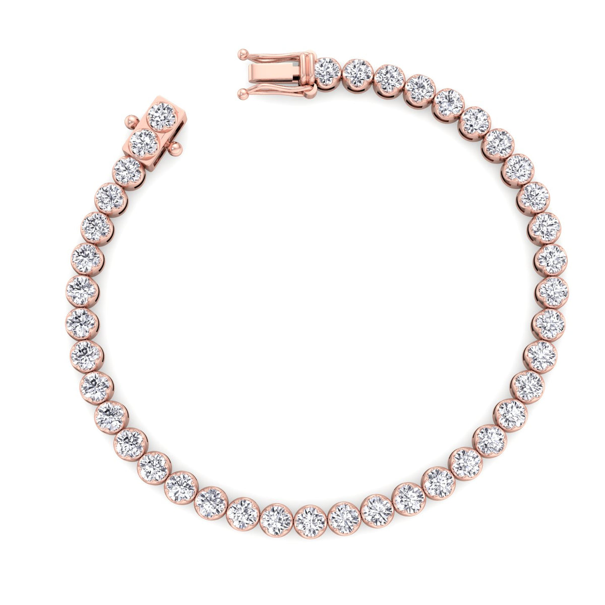 Natural diamond crown prong tennis bracelet 14K Rose gold
