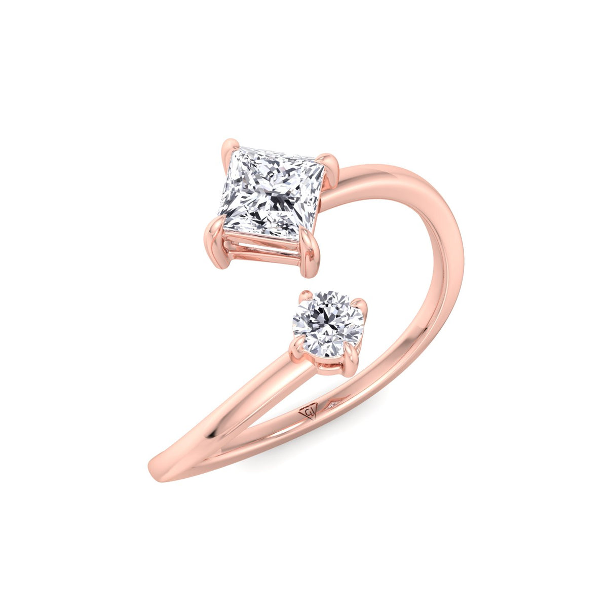 Ora - Princess & Round Cut Diamond Stackable Ring - Gem Jewelers Co