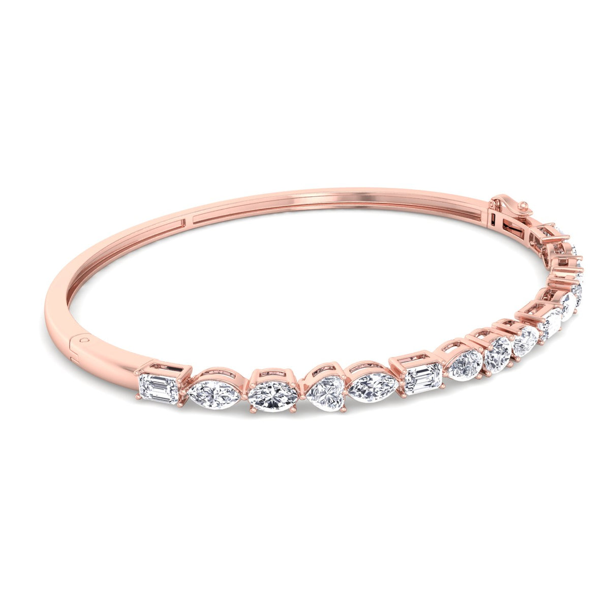 Multi shape natural diamond bracelet rose gold