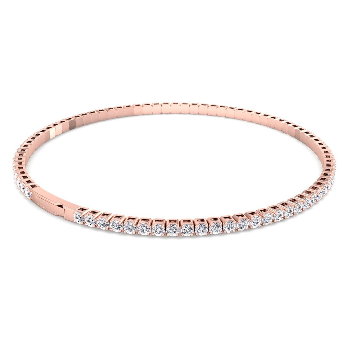 Flexible Natural Diamond Full Bangle in 14K rose Gold 4ct
