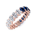 Eclair - Oval Shape Diamond and Blue Sapphire Eternity Band - Gem Jewelers Co