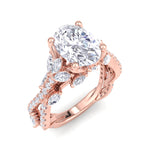 Fiorella - Oval Shape Diamond Engagement Ring with Marquise Shape Side stones and Twisted Pave Band - Gem Jewelers Co