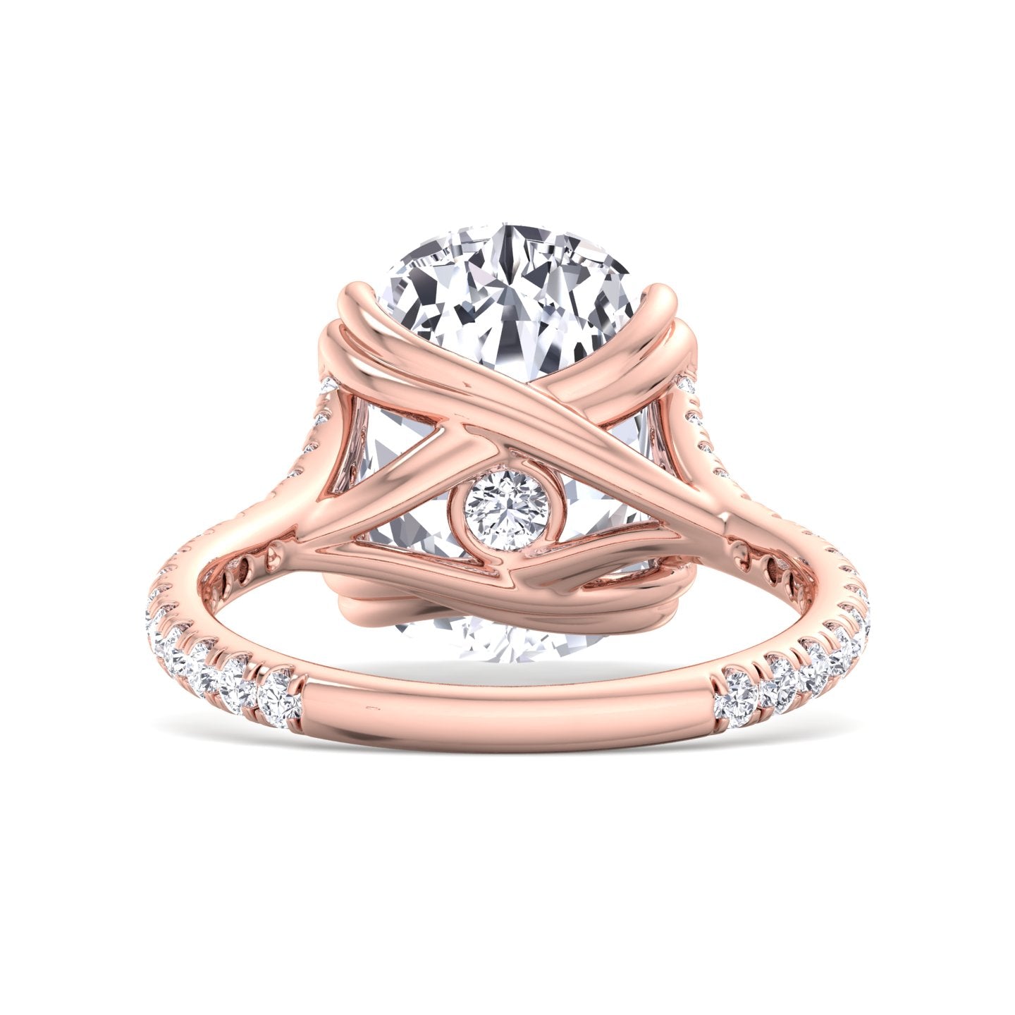 Augusta - Elongated Cushion Shape Double Claw Diamond Engagement Ring with Pave Band - Gem Jewelers Co