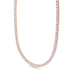 Double Setting Natural Diamond Tennis Necklace (3-Prong & 4-Prong) in 14K Solid Gold Rose 8CT