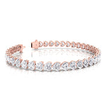 East to West Heart Shape Natural Diamond Tennis Bracelet Rose 11CT
