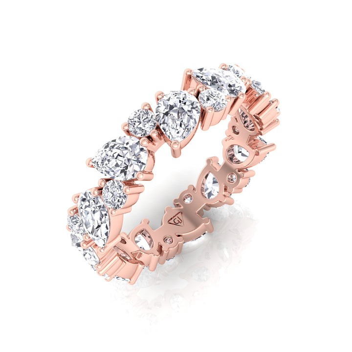 Pear & Round Shape Natural Diamond Cluster Eternity Band