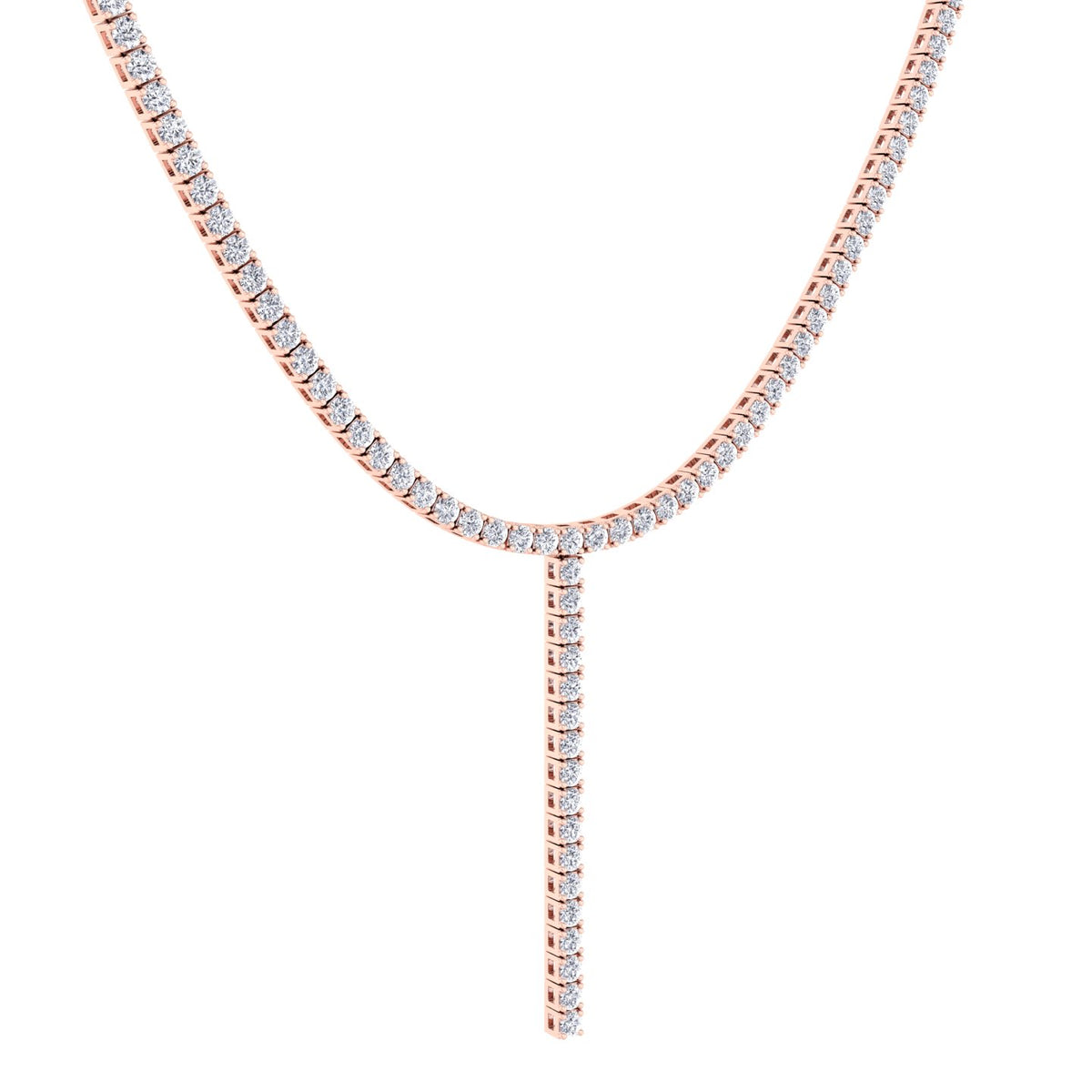 4 Prong Natural Diamond Y Drop Tennis Necklace RG 2