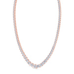 Adjustable 4-Prong Graduated Natural Diamond Tennis Necklace Rose Gold