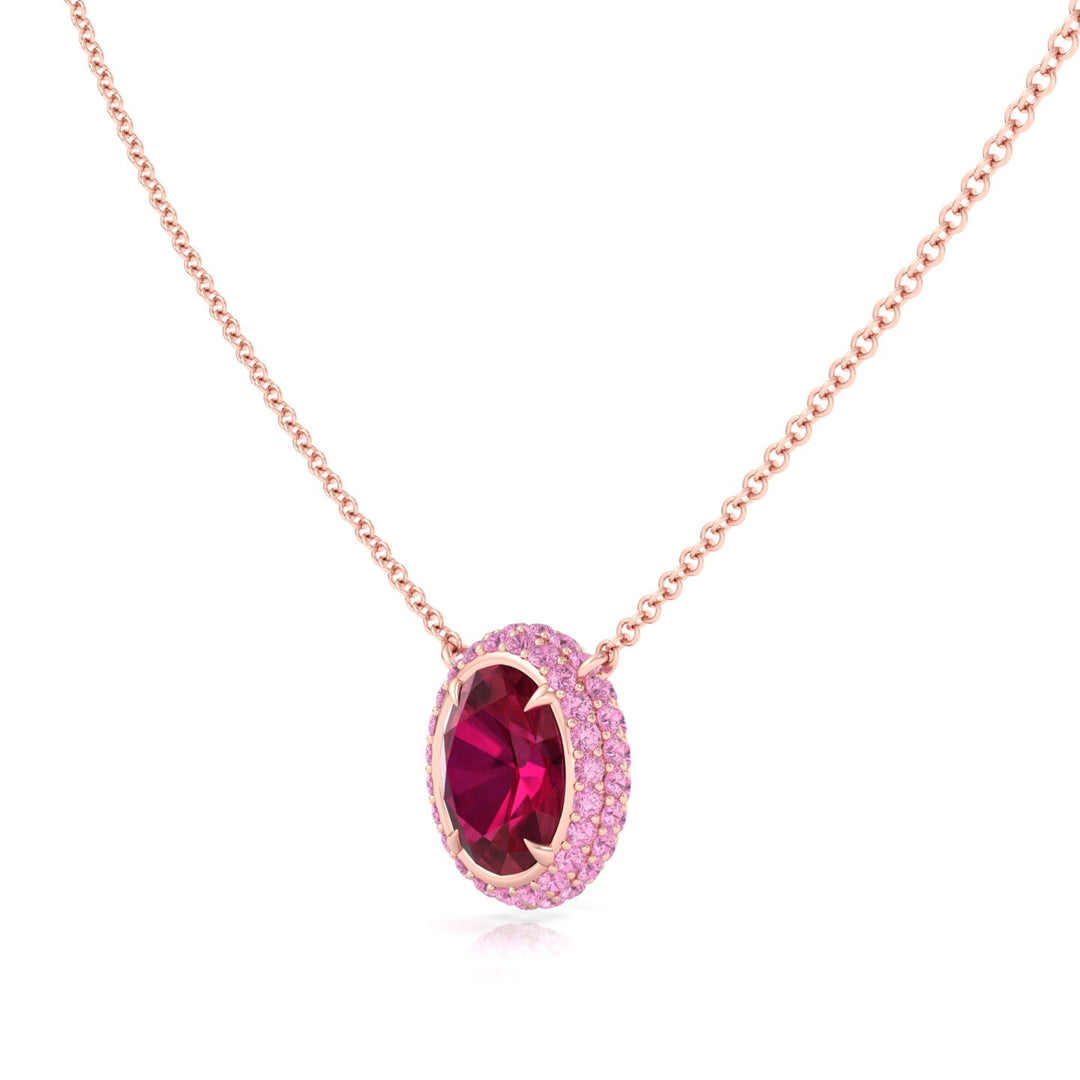 (3.5CT T.W.) Natural Pink Sapphire and Ruby Pendant Rose Gold 14K