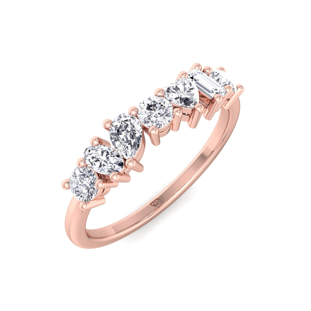 Multi Shape Half Way Natural Diamond Eternity Band Rose Gold 18K