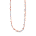 Alternating Size Bezel Set Natural Diamond Tennis Necklace Rose Gold 