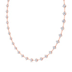 4-Prong Round Natural Diamond Bar Necklace Rose Gold 14K