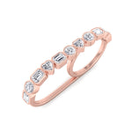Fancy Bezel Multi Shape Natural Diamond Two Finger Ring Rose Gold 2CT 18K