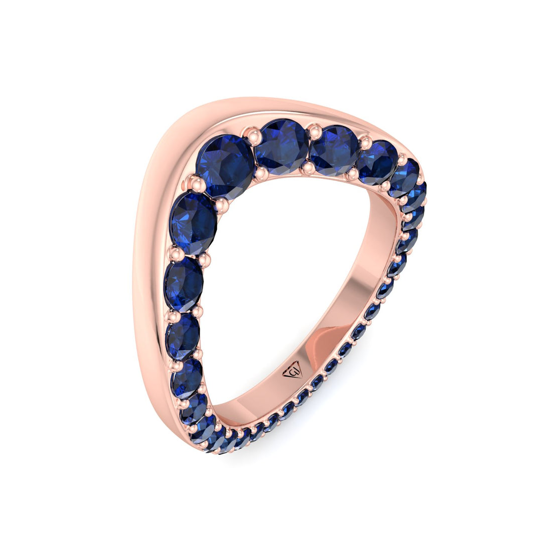 Natural Blue Sapphire Invisible Halo Eternity Band Rose Gold 18K