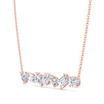 Multi Shape Natural Diamond Bar Pendant Rose Gold 18K