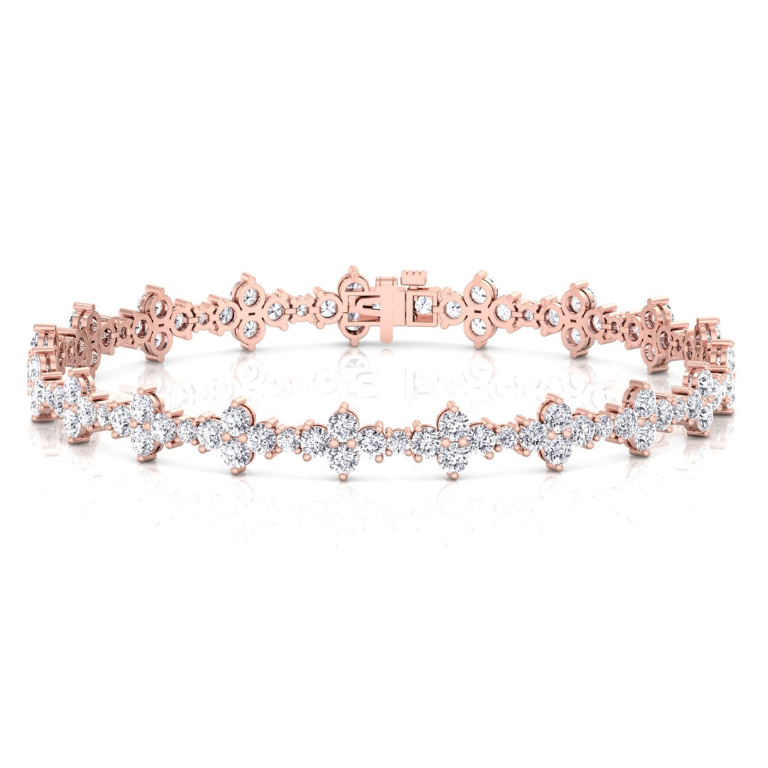 Round Floral Style Natural Diamond Tennis Bracelet RG