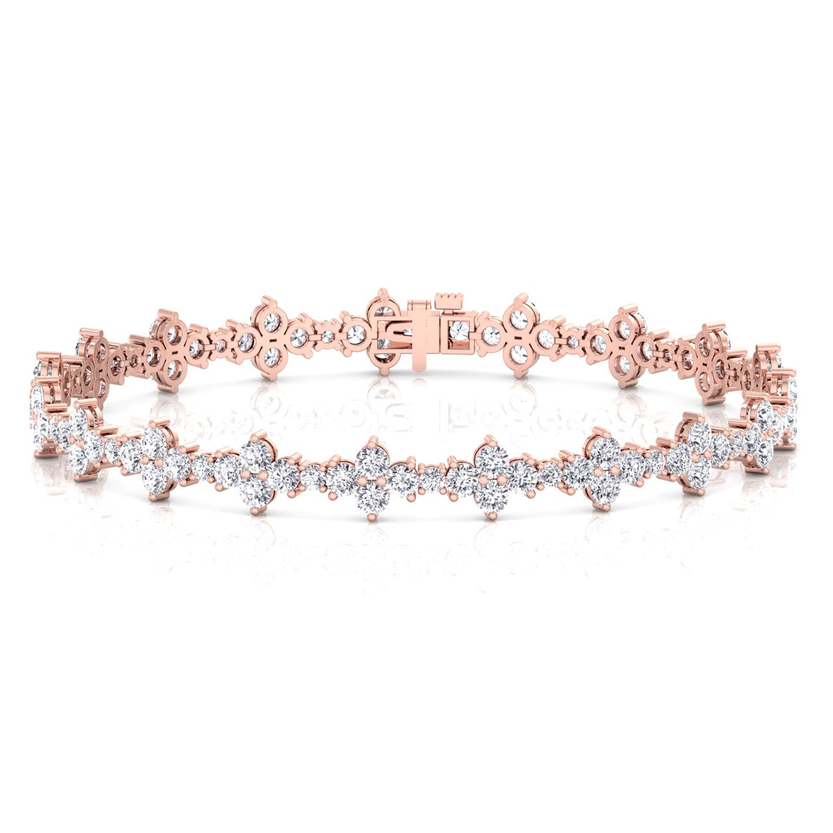Round Floral Style Natural Diamond Tennis Bracelet RG