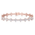 Round Floral Style Natural Diamond Tennis Bracelet RG