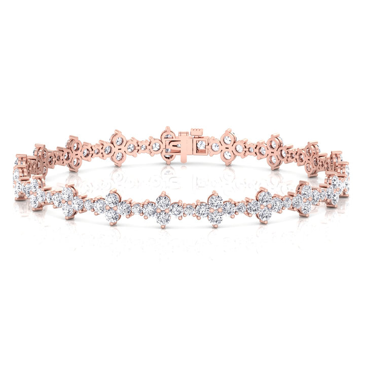 Round Floral Style Natural Diamond Tennis Bracelet RG