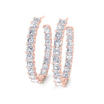 Inside Out Asscher Cut Natural Diamond Hoop Earrings Rose Gold 18K