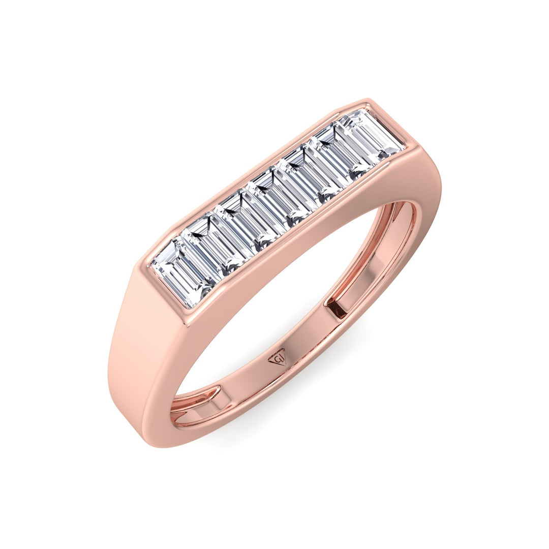 Baguette Shape Channel Setting Natural Diamond Wedding Band Rose Gold 18K