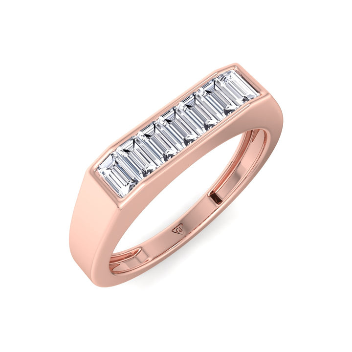 Baguette Shape Channel Setting Natural Diamond Wedding Band Rose Gold 18K