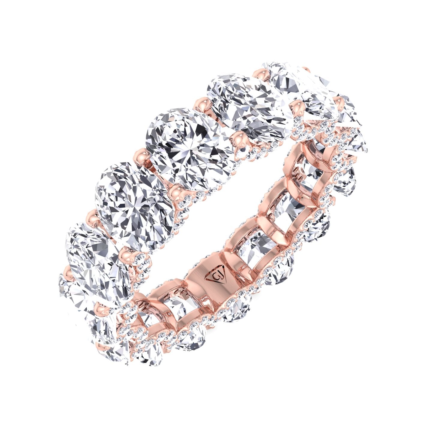 Frances - Oval Cut Diamond Eternity Band With Invisible Halo - Gem Jewelers Co