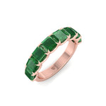 Green Emerald in Emerald Cut Half Eternity Band RG 