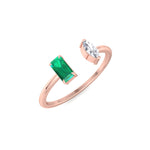 Zaria - Green Emerald & Marquise Shape Diamond Stackable Ring - Gem Jewelers Co