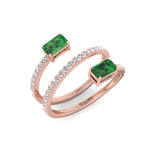 Valora - Green Emerald Spiral Pave Wrap Ring - Gem Jewelers Co