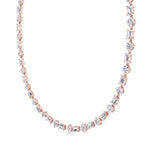 Alternating Emerald and Round Natural Diamond Tennis Necklace Rose Gold 18K