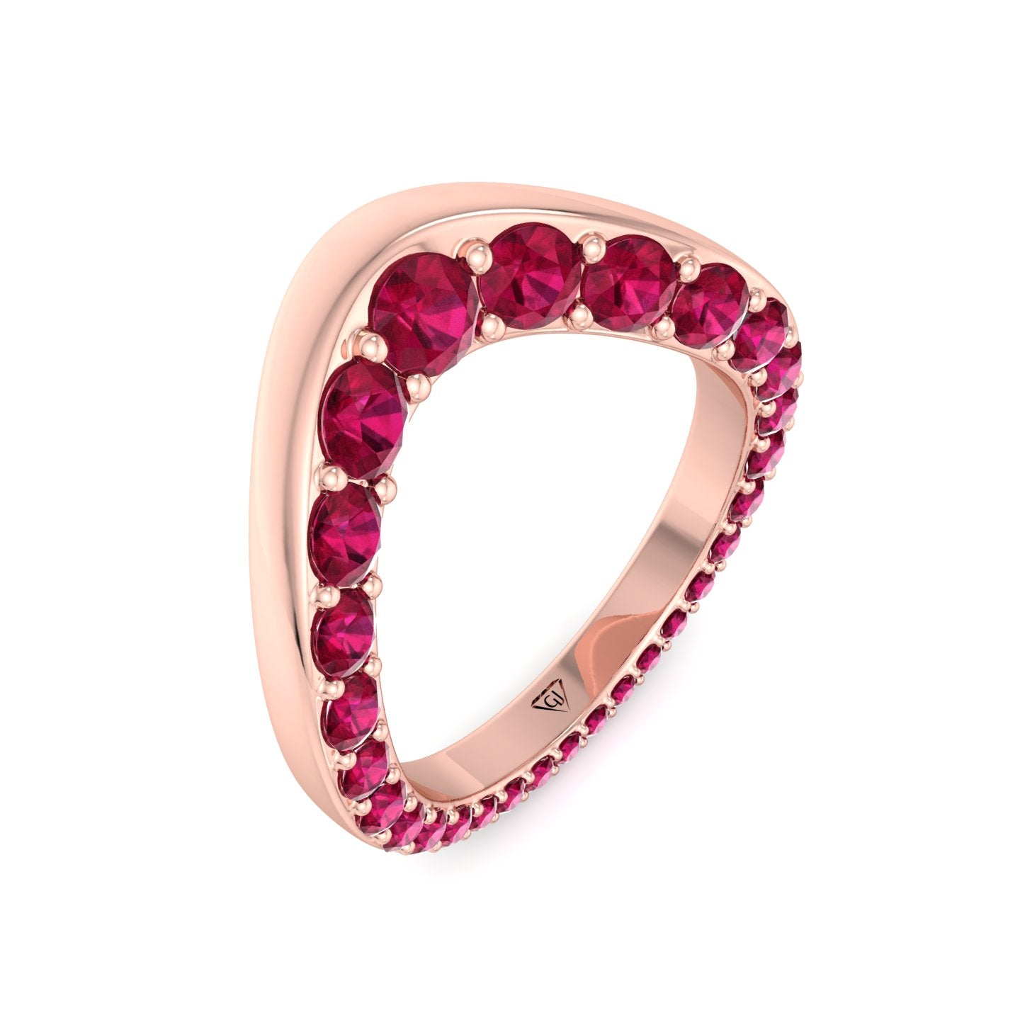 Natural Red Ruby Invisible Halo Eternity Band Rose Gold 18K