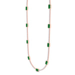 natural-diamond-green-emerald-station-tennis-necklace-14K-rose-gold