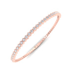 Hexagonal Bezel Set Natural Diamond Flexible Bangle Rose Gold  18K