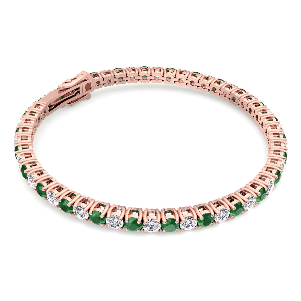 Estelle - Natural Diamond & Emerald Tennis Bracelet - Gem Jewelers Co
