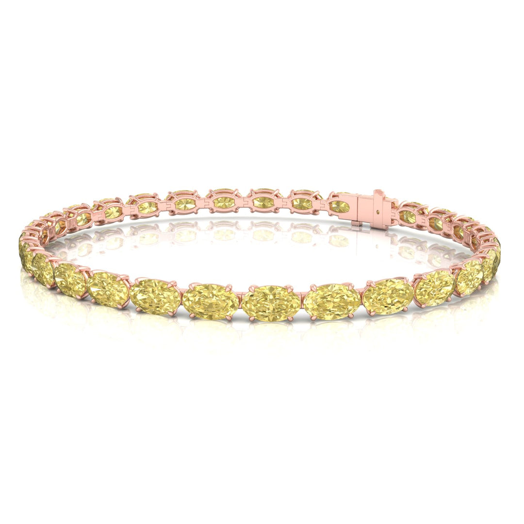 10CT East to West Oval Shape Natural Fancy Yellow Diamond Tennis Bracelet