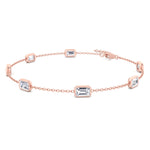 Emerald Shape Natural Diamonds By The Yard Bracelet-1.10CT-14K-18K-
Rose Gold-Lobster Clasp