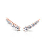Graduated Round Shape Natural Diamond Cuff Earrings Rose Gold  18K