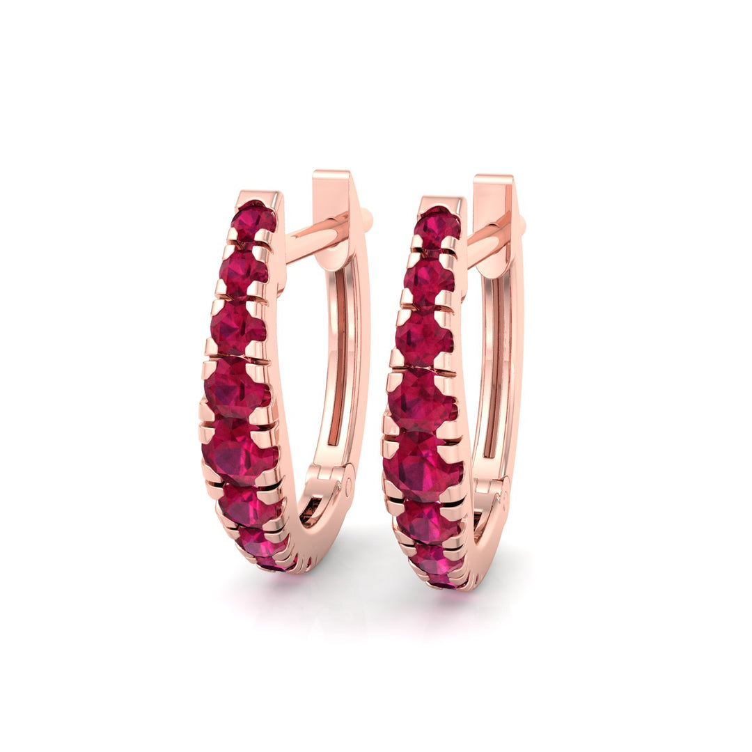 Natural Red Ruby Graduated Round Shape Huggie Hoop Earrings RG 3