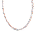 Oval Shape East to West Natural Diamond Tennis Necklace Rose Gold