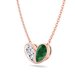 Patriz - Pear Shape Green Emerald and Natural Diamond Pendant Necklace - Gem Jewelers Co